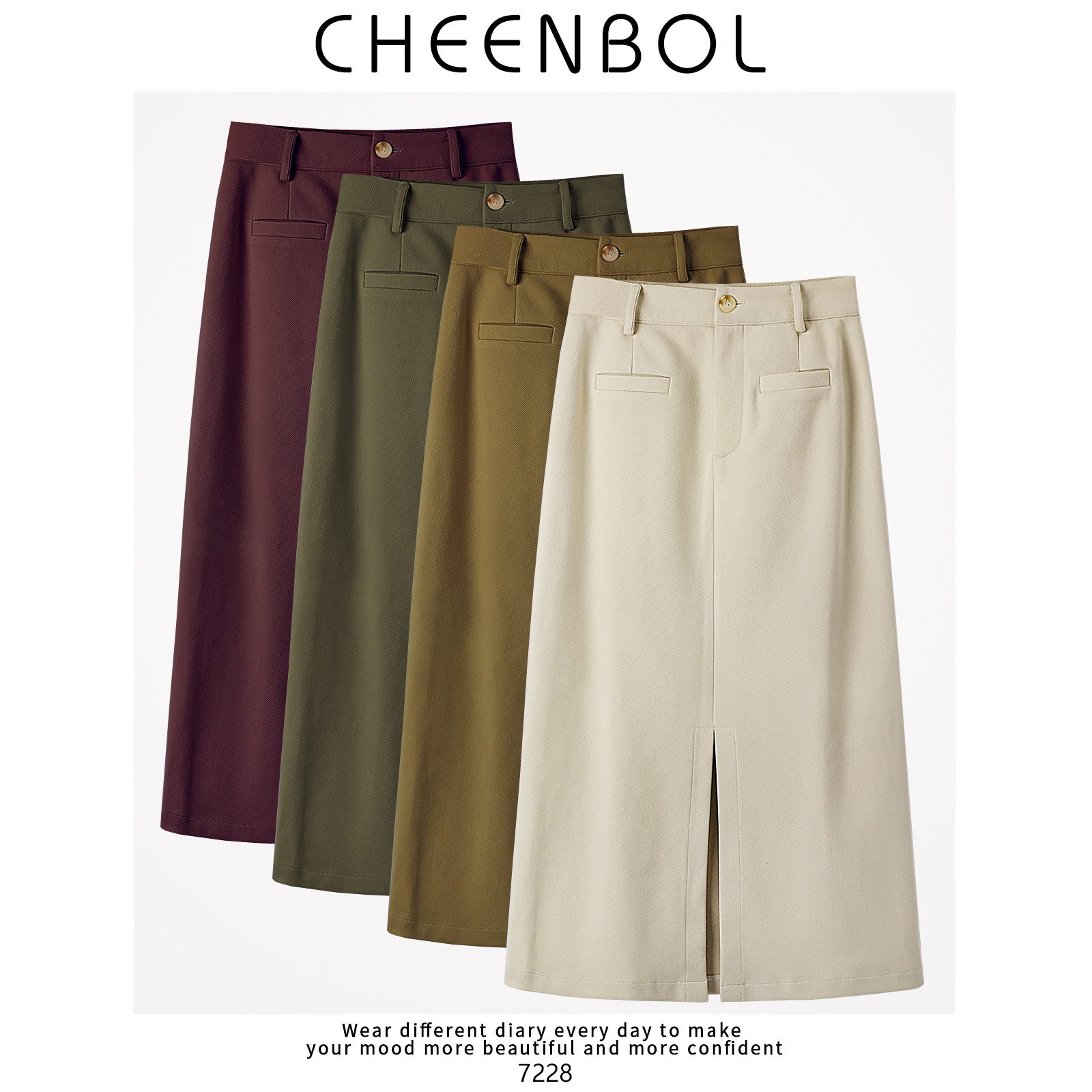 7228人棉毛呢半身裙女2025新款秋冬小个子高腰开叉直筒