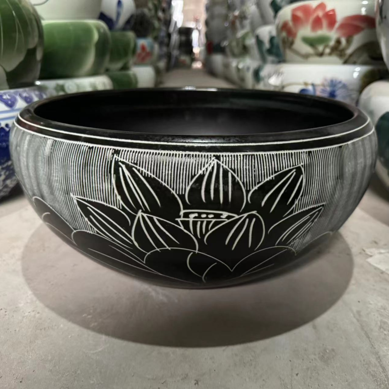 瑕疵缸直径41cm高度17cm景德镇陶瓷鱼缸荷花缸乌龟缸