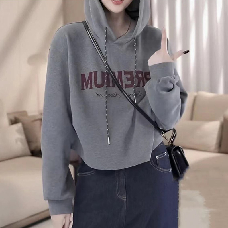 高含棉韩版连帽卫衣女2025春秋季新款小个子时尚洋气百搭长袖上衣