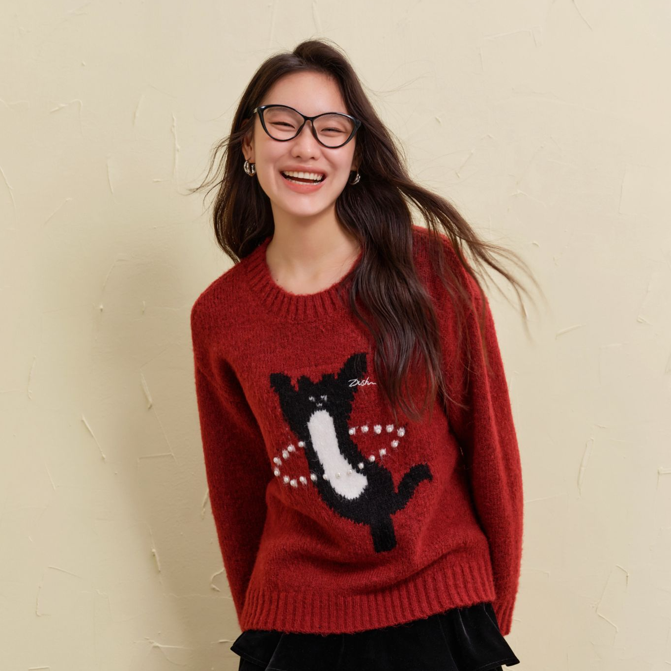 独束微胖M大码女装宽松日常风趣味童趣图案毛衣24DS84628/84629