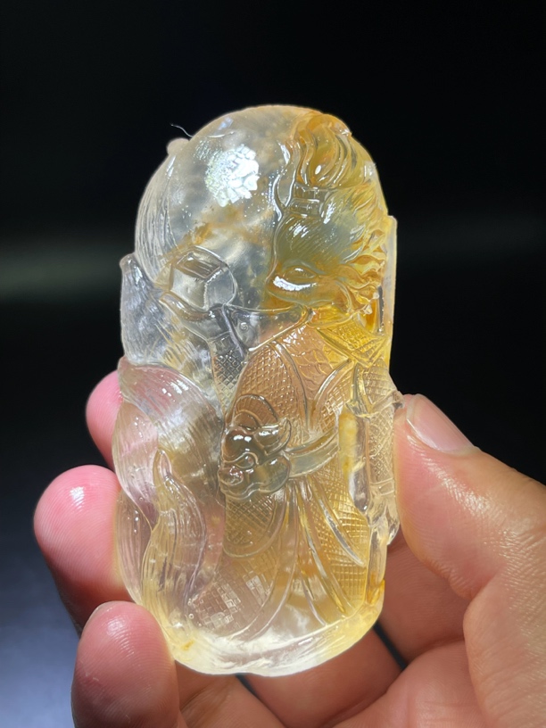 黄胶花将军九尾狐，全身金光七彩将军九尾狐狐仙吊坠