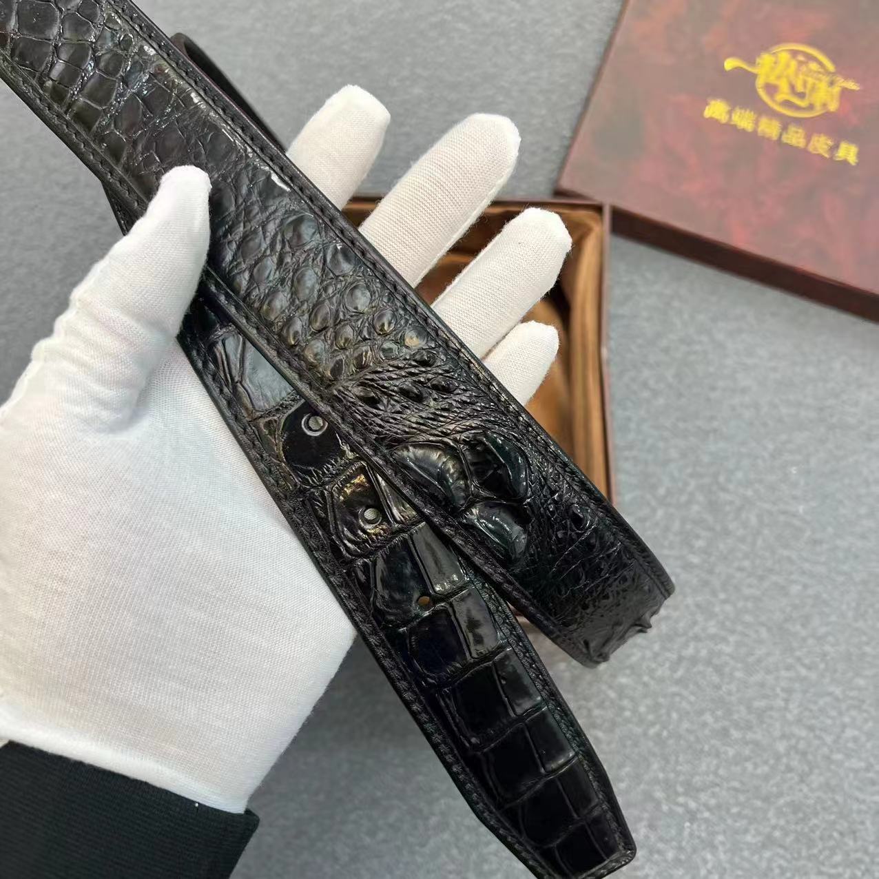 （单腰带）3.8宽黑色骨皮精品腰带礼盒装