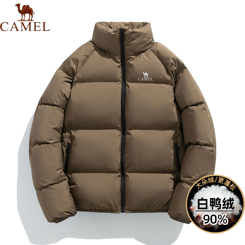 骆驼羽绒服2023新款90白鸭绒男士大码宽松加厚立领保暖上衣外套女