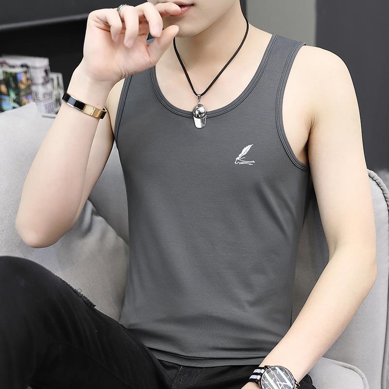 无痕背心男士冬季紧身圆领坎肩外穿内搭马甲健身无袖吊带印花潮j