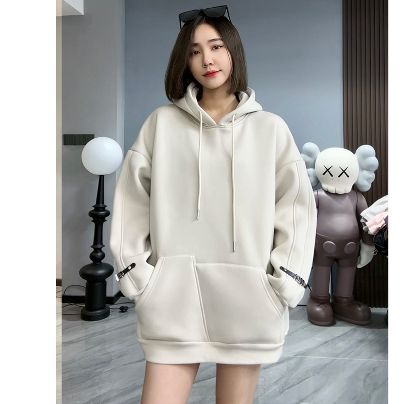 【安童森】韩版慵懒风加绒卫衣2024新款宽松休闲百搭连帽上衣#3132