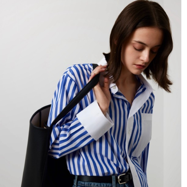 ICYNESS-【明星同款】无性别落肩双层衣领不规则门襟衬衫