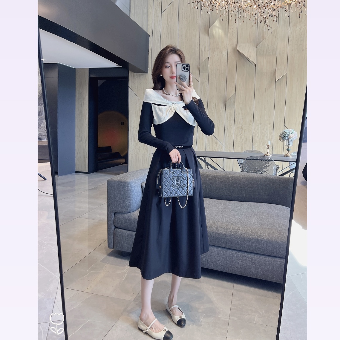 【大静静】蕾丝交叉蝴蝶结设计显瘦款上衣1604