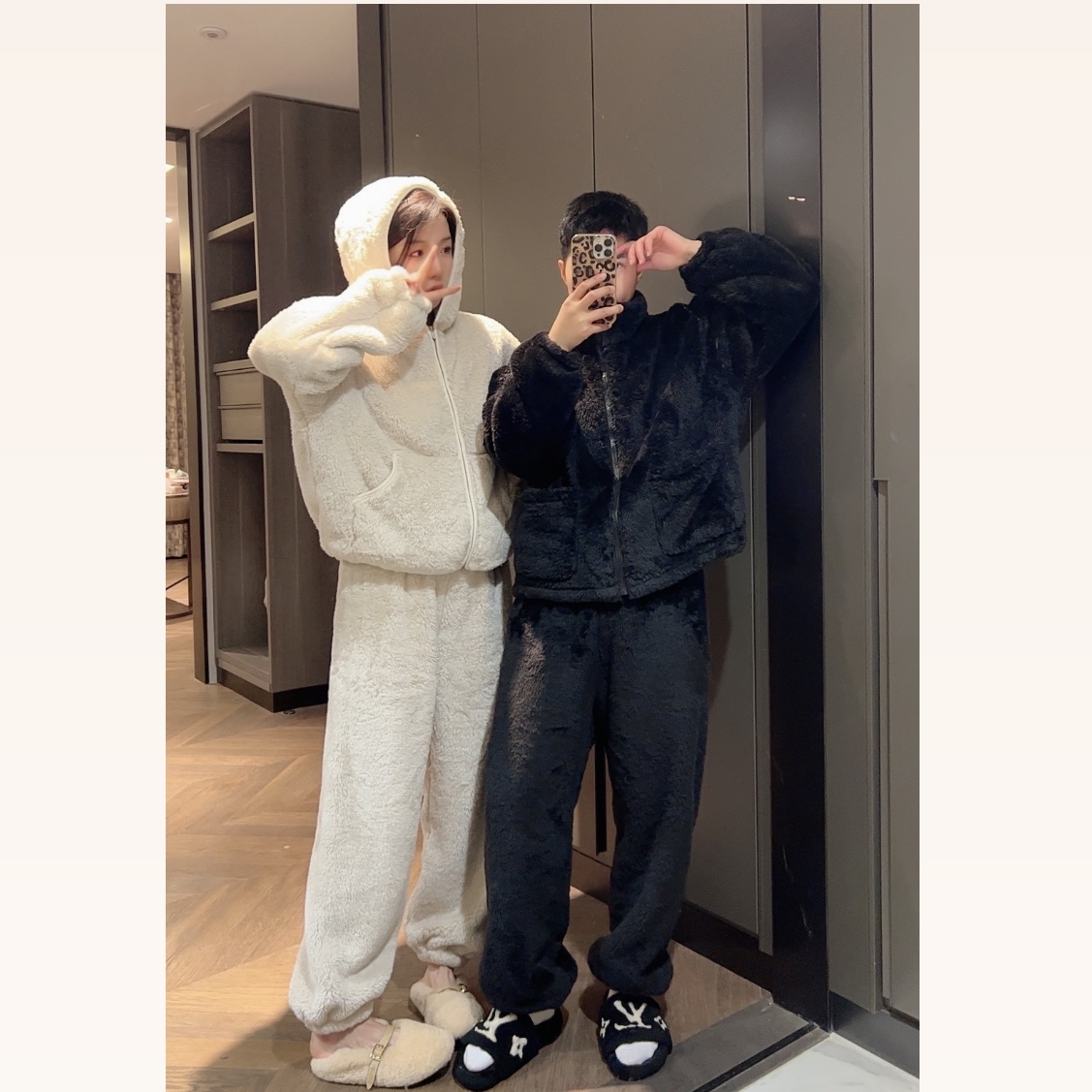 【大静静】黑色立领“法兰绒”男款家居服