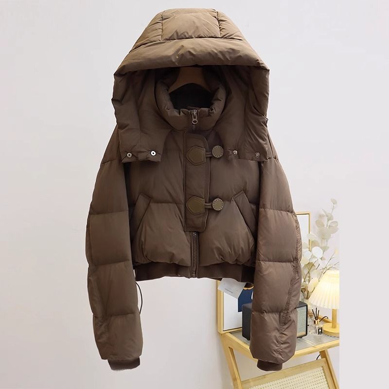 波司橙连帽短款羽绒服女冬新款韩版轻薄保暖设计感小个子宽松棉衣