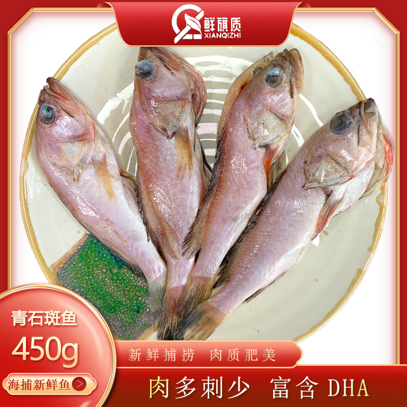 鲜旗质拍二送二青石斑鱼新鲜开肚去内脏免杀免洗冷冻袋装450gx4袋