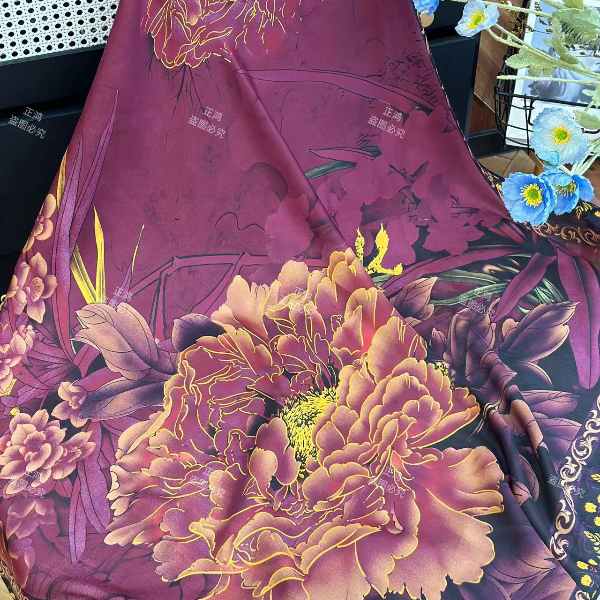 【魅影牡丹】正鸿A110*110香云缎 时尚高端气质印花长巾