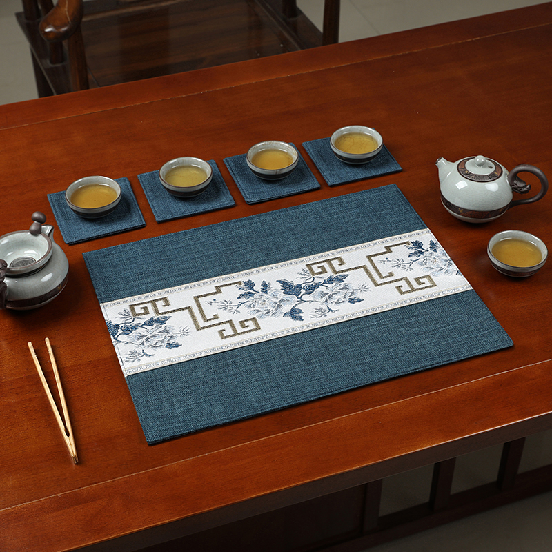 中式茶席耐用茶垫茶室实木茶桌餐厅餐桌防滑防水防烫垫子家用餐垫