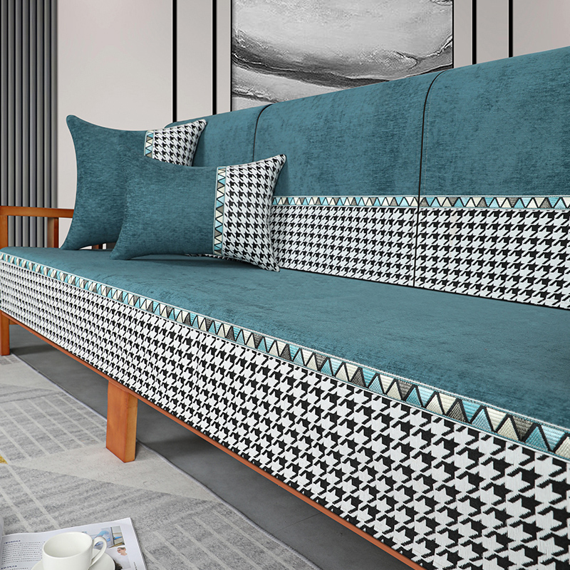 新款2023布艺沙发巾四季通用防滑沙发盖巾靠背巾千鸟格沙发垫简约