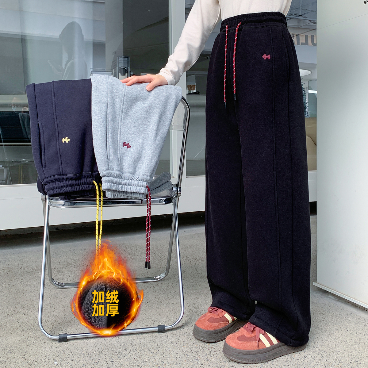 女童加绒运动裤2024年新款儿童女孩加厚休闲裤中大童裤子Q61714