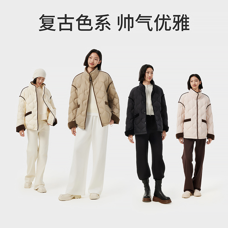 【官方】坦博尔新款饼干羽绒服女士轻薄短款韩版阔型外套TBF330230Z