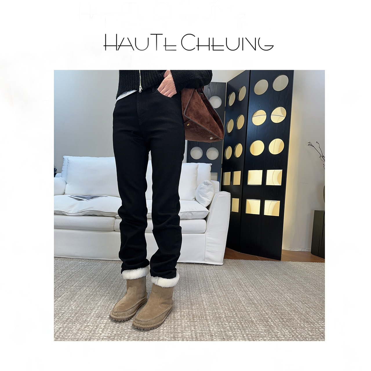 冬季磨毛弹力 牙签裤 上身遮肉显瘦 遮胯 百搭 直筒牛仔裤B139