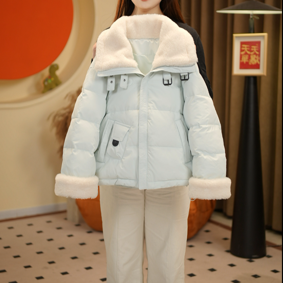 女童棉服2024新款中大童加厚棉袄冬季宽松款翻领棉衣外套Q61969