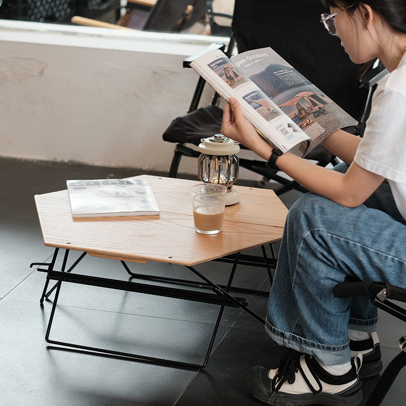 Vidalido户外围炉茶桌可拆卸异形六边桌露营餐桌焚火野餐户外桌子