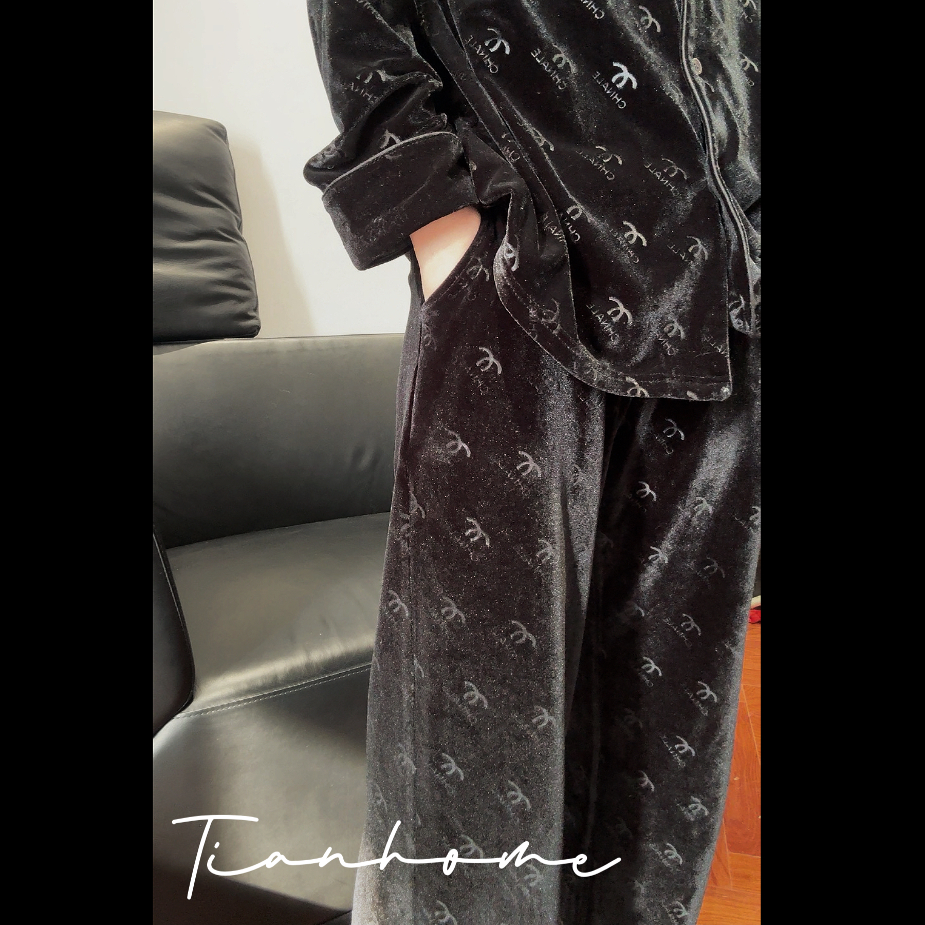 裤子【90-135斤可穿】黑色 姥姥 重磅丝绒裤 可贴身穿 可外穿