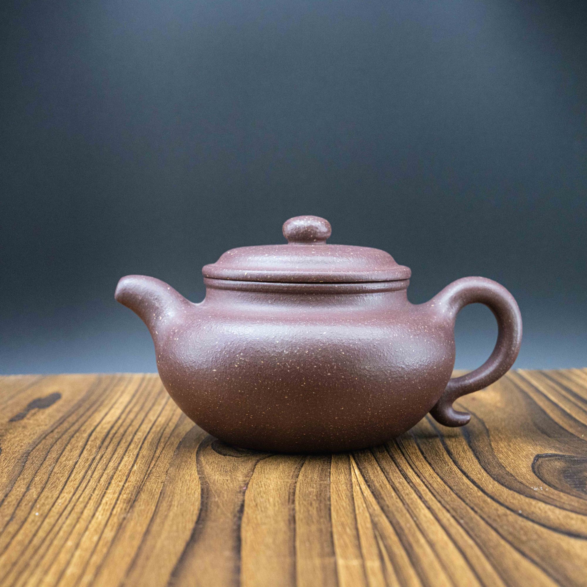 【平台底槽清·大亨仿古】300cc仿古壶手制球壶圆壶天青黑金纯手工