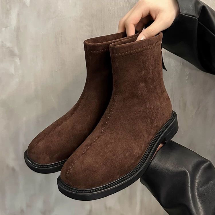 加大加肥加绒6639秋冬新款百搭时尚高级感短靴马丁靴