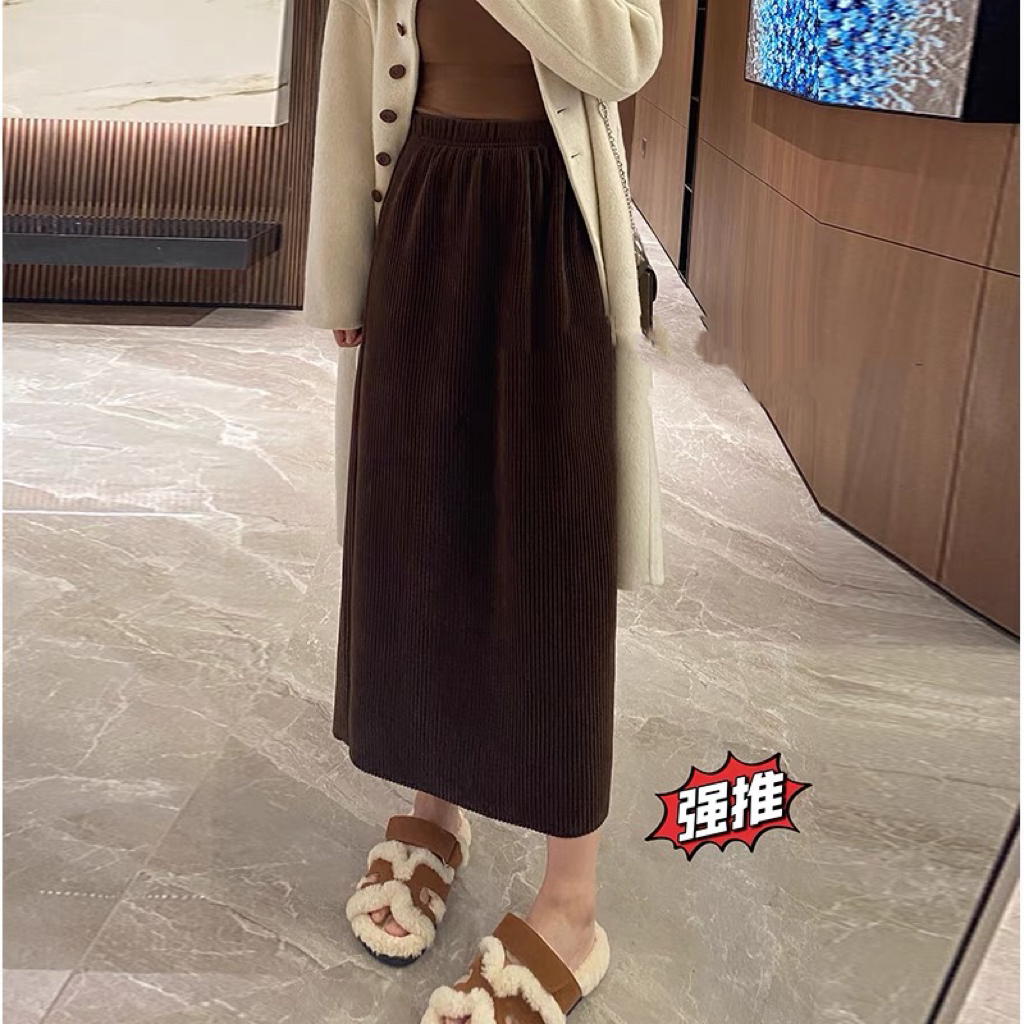 33783秋冬身材大码针织半身裙女高腰显瘦设计A字裙气质遮胯长裙