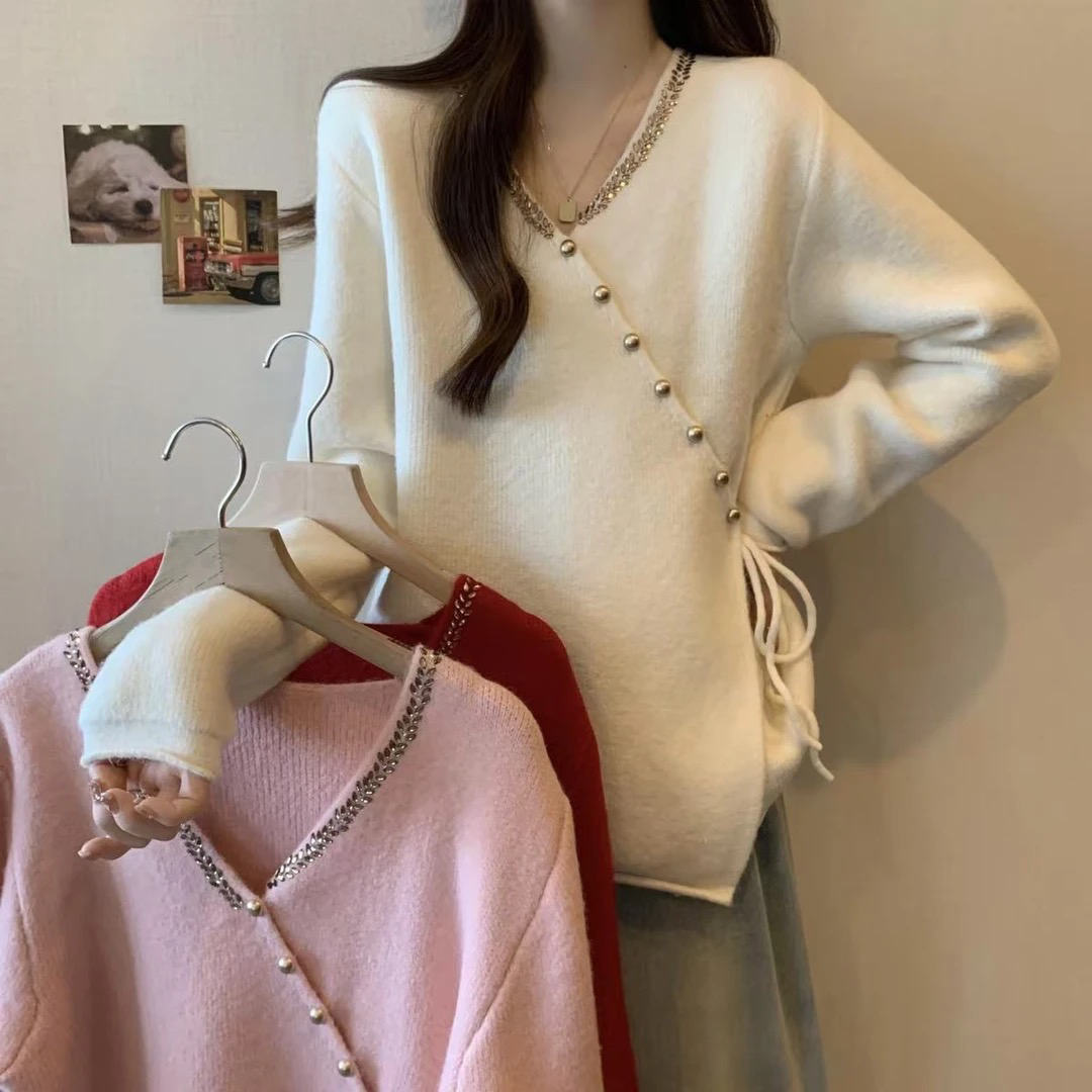 新款大码A60-3毛衣外套女显瘦别致绝美针织开衫上衣