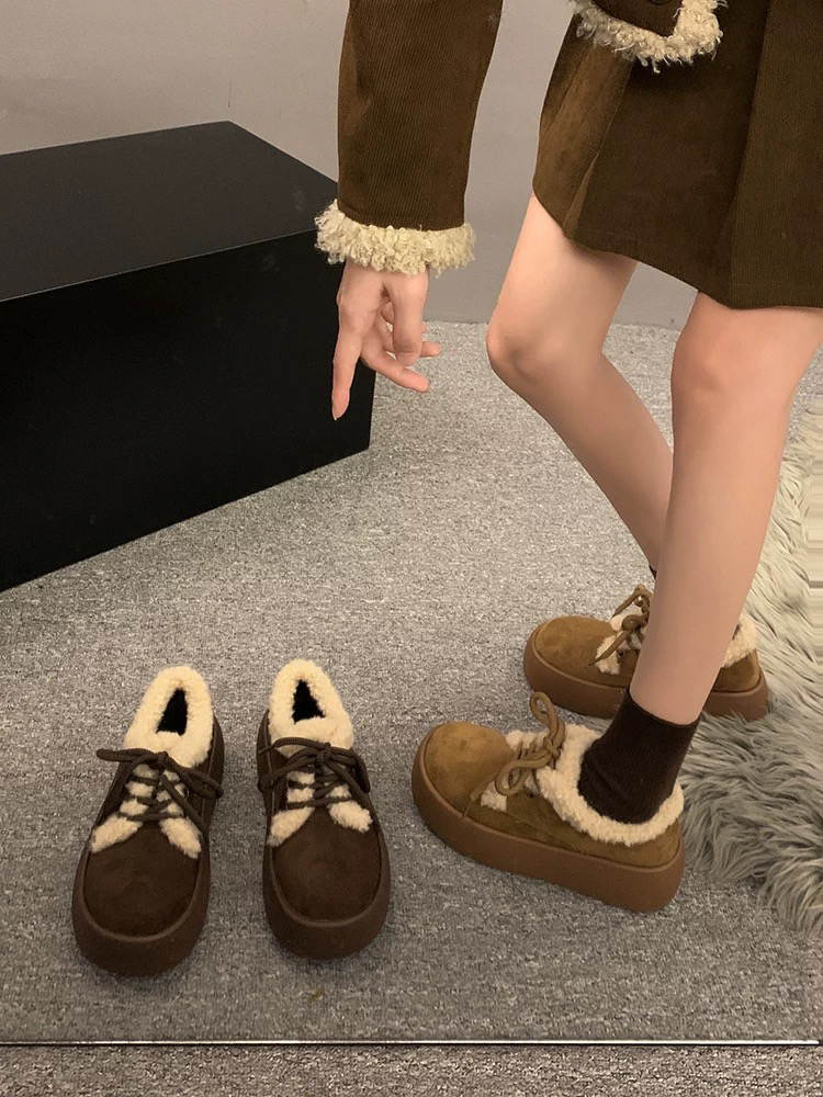 加大加肥168-16冬季加绒棉鞋百搭厚底鞋子防滑休闲雪地靴