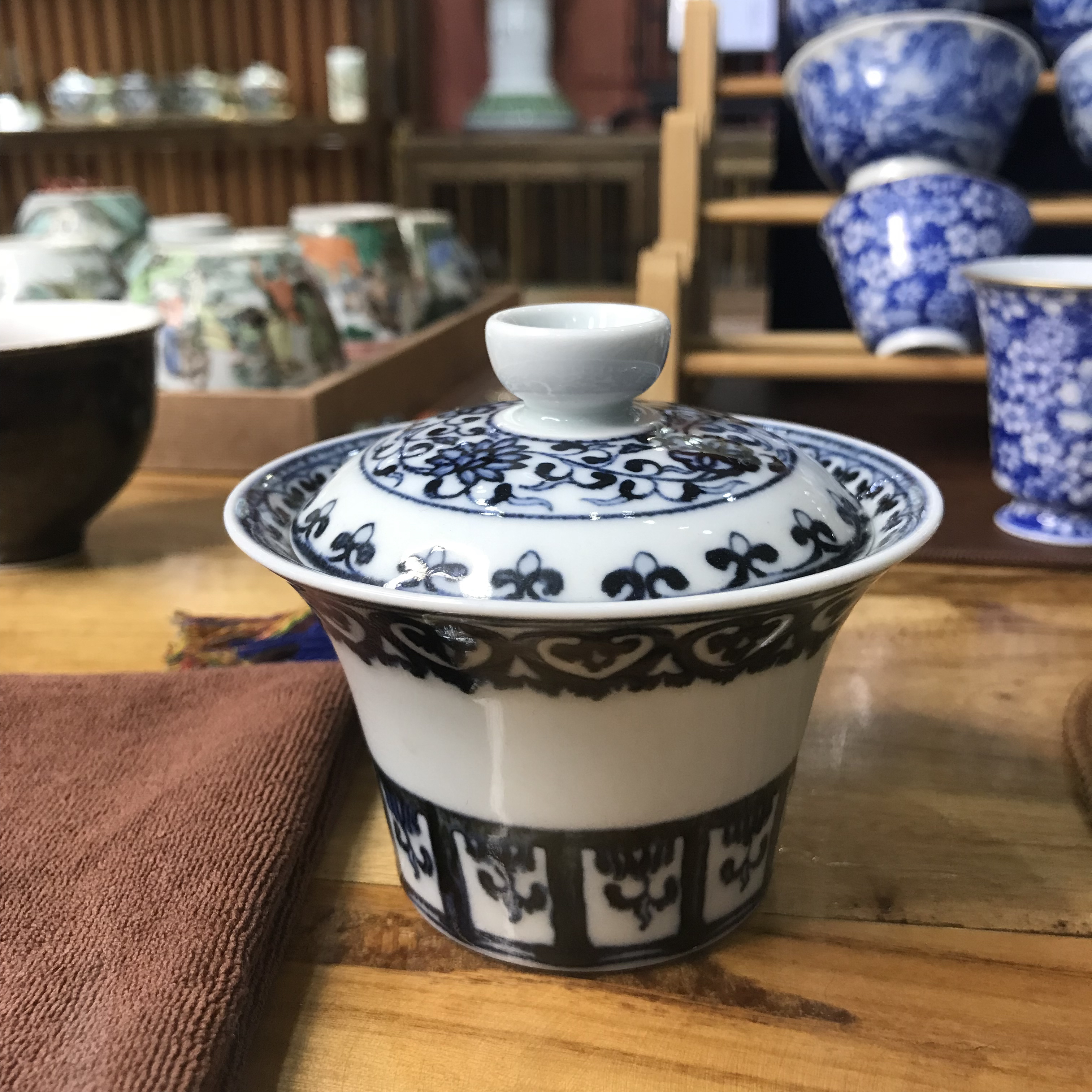 青花两才盖碗全手工