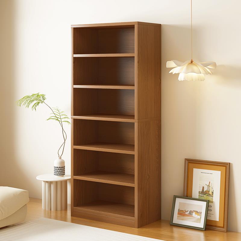 【小扬哥精选】书架置物架落地靠墙一体客厅收纳储物柜子实木色简