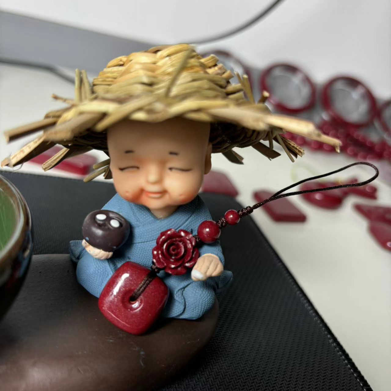 含辰砂工艺品朱砂紫金砂手机挂件