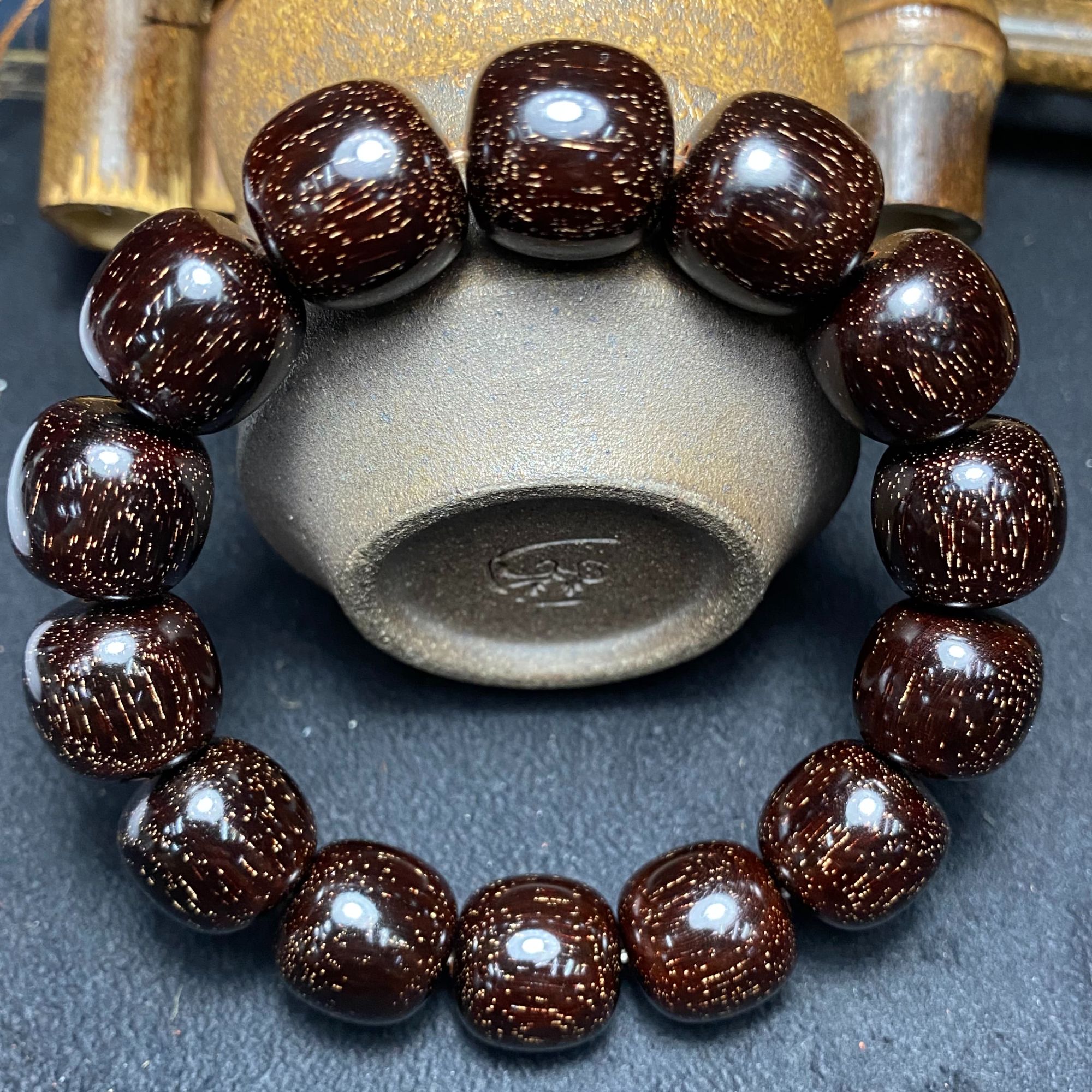 15MM爆满金星老型珠手串印度小叶紫檀老料真品男士串珠天花板级