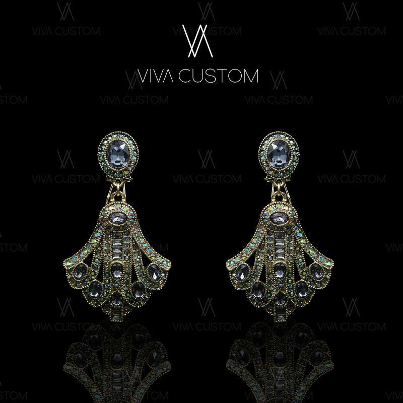 铜合金合成锆石耳饰 （HD系列）复古异形耳拍