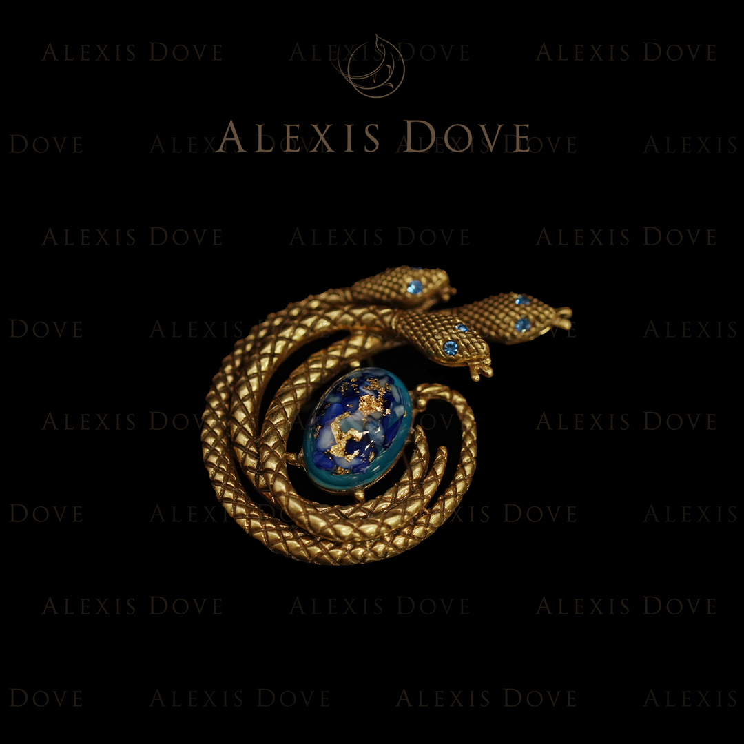 合金合成锆石耳饰 （精工）做旧个性简约百搭纹理之蛇胸针