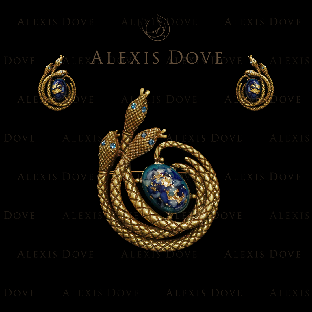 合金合成锆石耳饰 （精工）做旧个性简约百搭纹理之蛇套装M