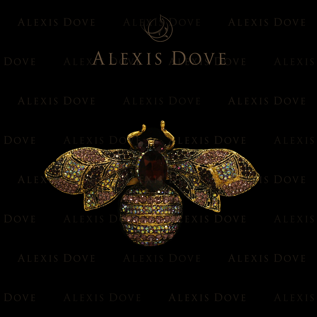 合金合成锆石胸针 （青）复古优雅精致斑斓蜜蜂胸针