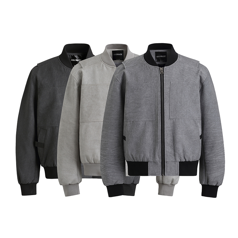GOSNACE/GOS  石灰短款BOMBER外套男休闲cleanfit国潮立领夹克