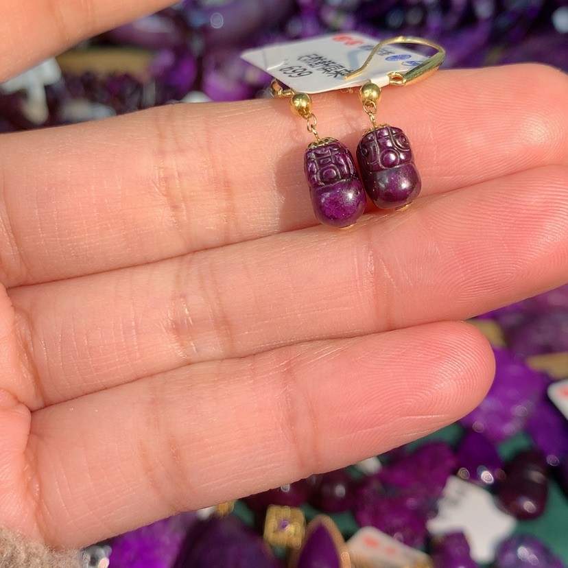 【闪购商品】苏纪石（舒俱来）耳钩18K金镶嵌龟*缘