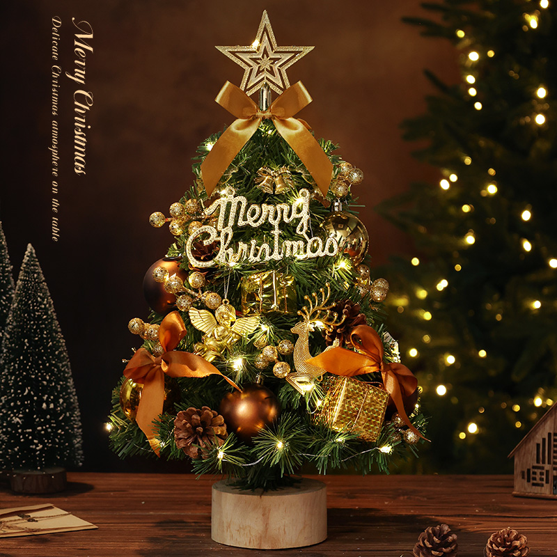 2025新款家用小型圣诞树客厅桌面摆件套餐diy迷你树圣诞节装饰品