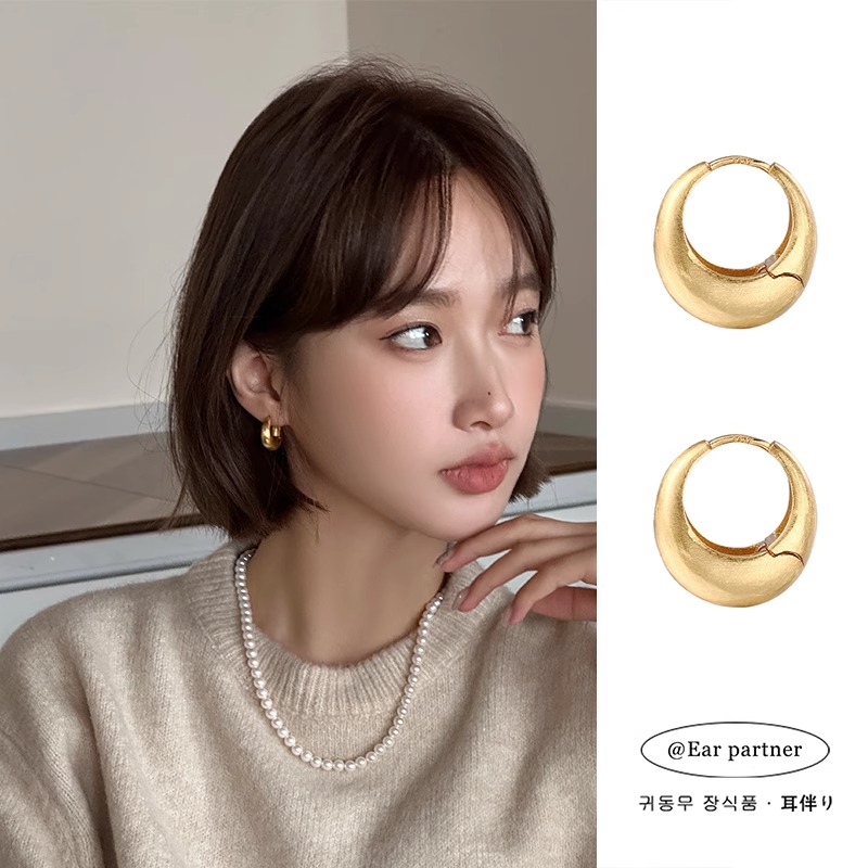 百搭水滴耳环高级感耳圈2025新款爆款金色圈圈轻奢小众款百搭耳扣