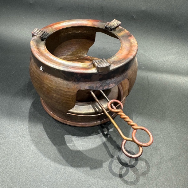 纯紫铜手工大圆底炉围炉煮茶酒精炉明火茶具