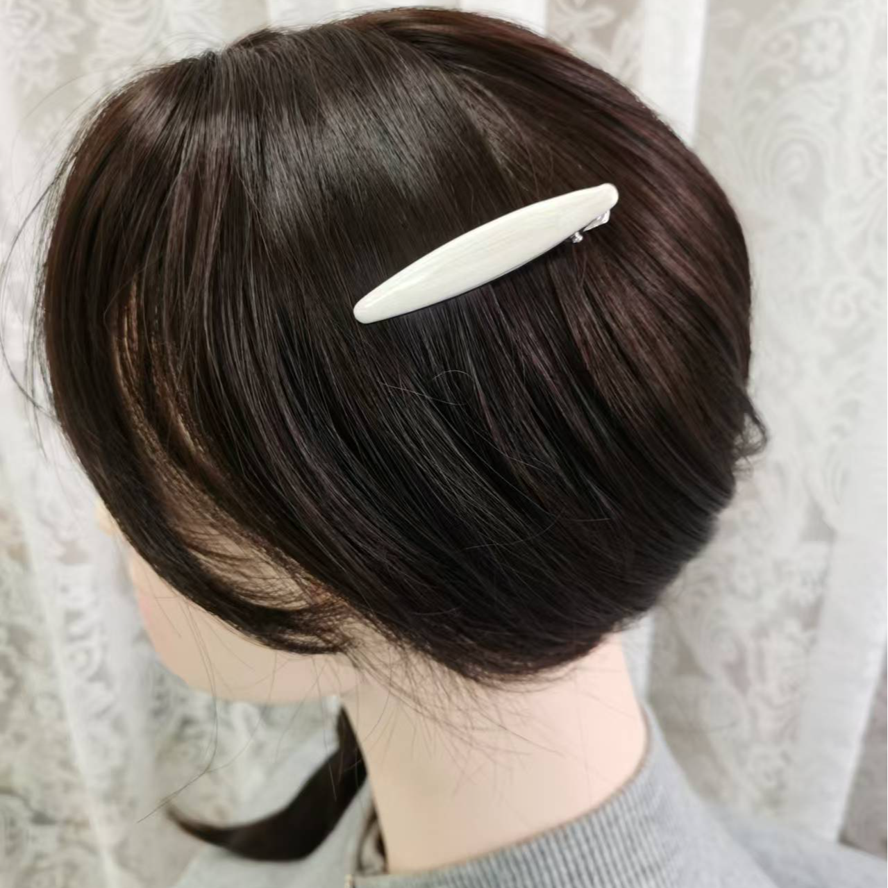 象牙白高级感滴油金属夹长柳叶形发卡少女合金发饰发卡