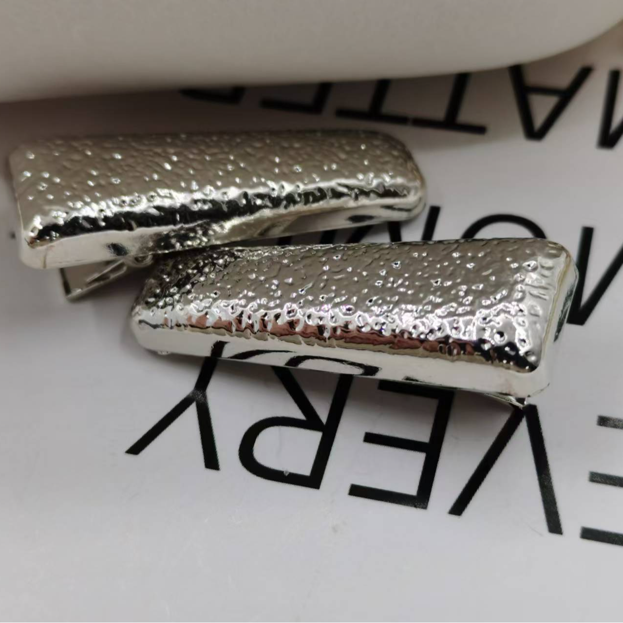 014韩系银色个性百搭长方形鸭嘴夹精美刘海夹潮