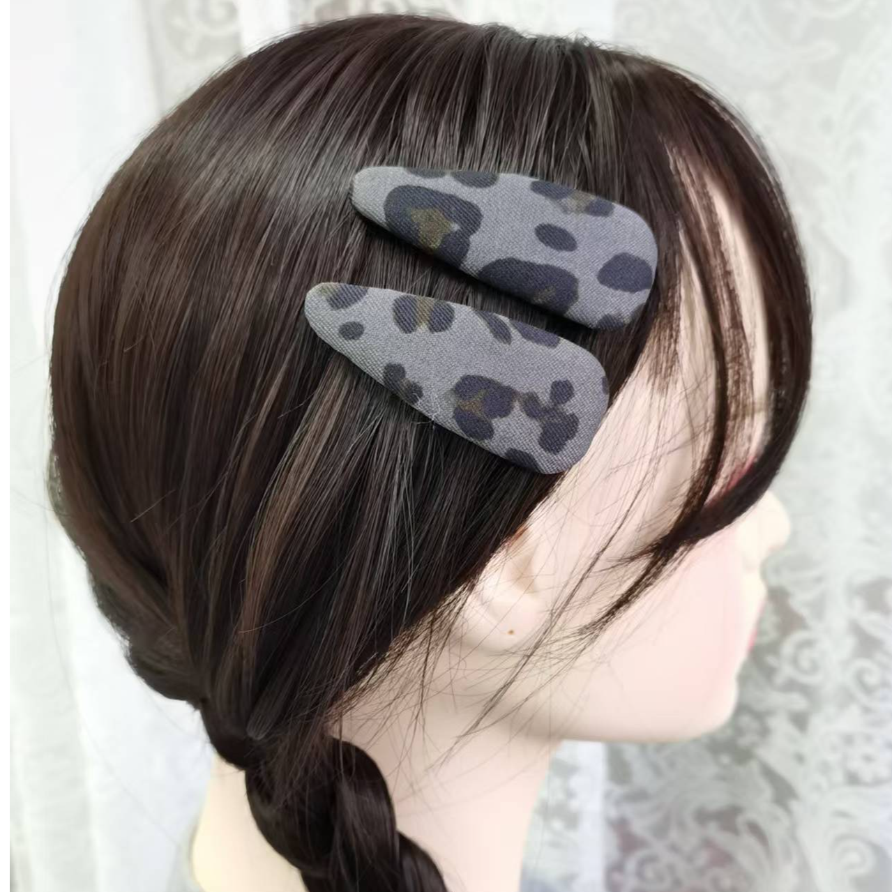 韩系新款豹纹马海毛三角简约bb夹高级感侧边夹刘海碎发夹