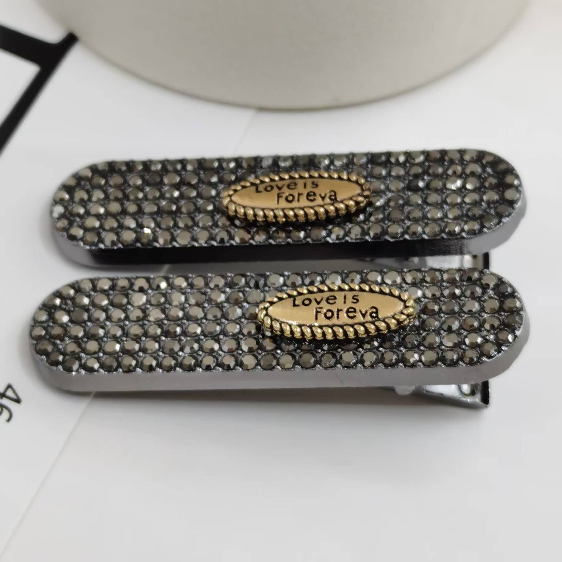 轻奢风镶钻鸭嘴夹精致小巧留海夹高级感侧边夹碎发对夹小发卡发饰