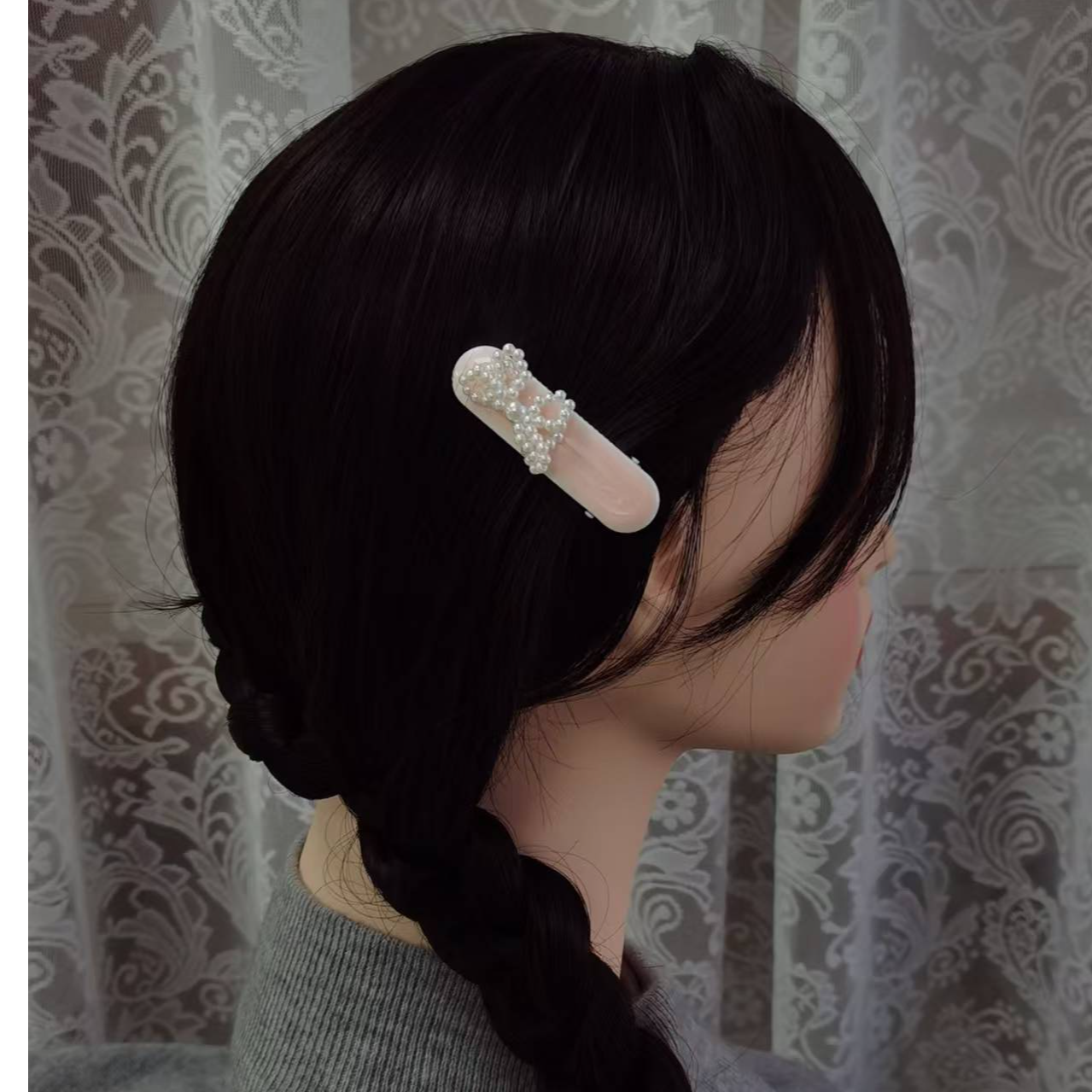 060高级感珍珠金属小发夹鸭嘴夹简约风百搭刘海夹侧边夹发卡发饰