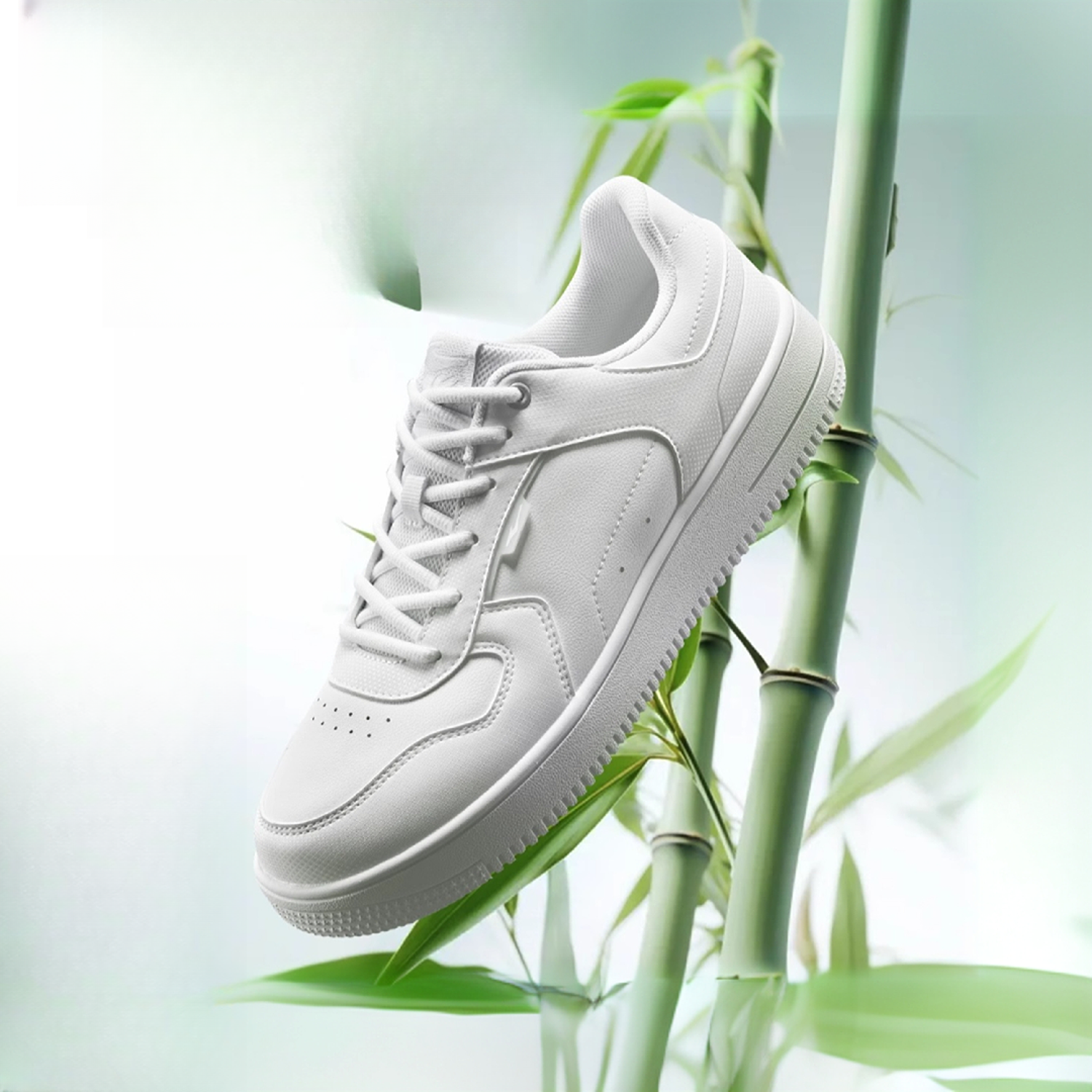 鸿星尔克男雾竹小白鞋2025春夏新款空军一号男鞋厚底休闲运动板鞋