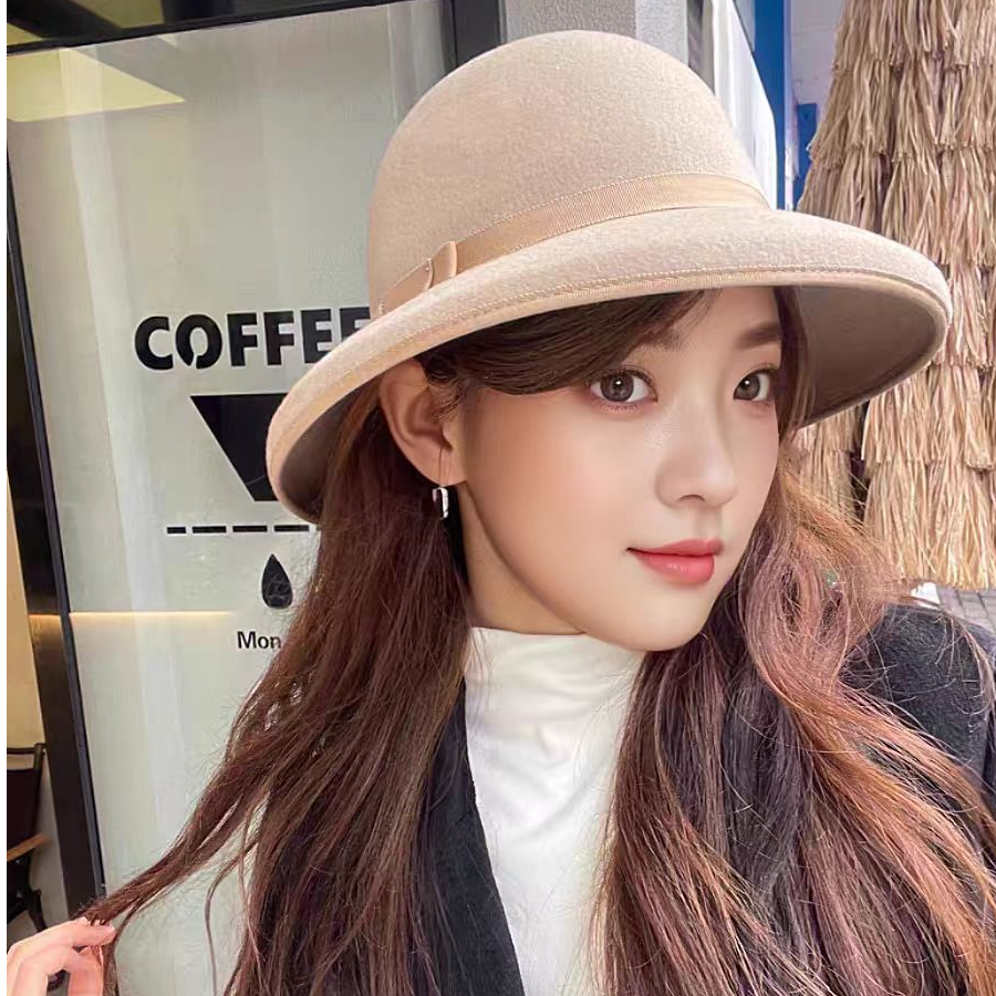 2026新赫本风羊毛呢渔夫帽女款法式复古礼帽盆帽优雅气质名媛帽子