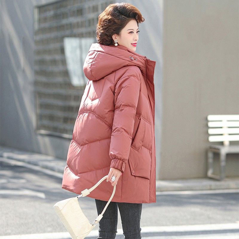 艾莱依妈妈羽绒服中长款棉衣2023新款洋气大码中老年女装冬季外套