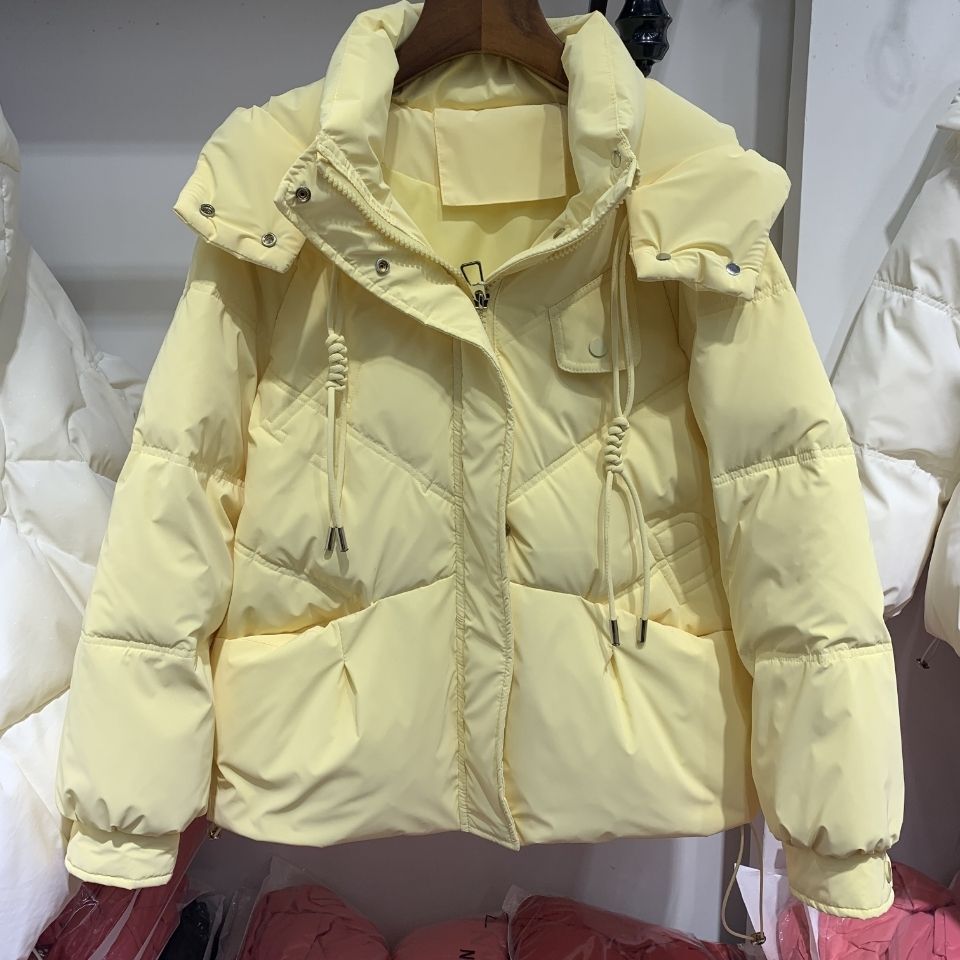艾莱依新款白鸭绒免洗羽绒服女短款韩版小个子保暖面包服加厚外套